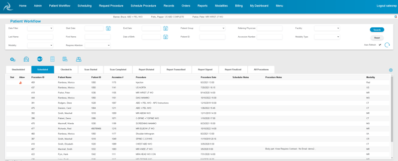 Patient Workflow Tab